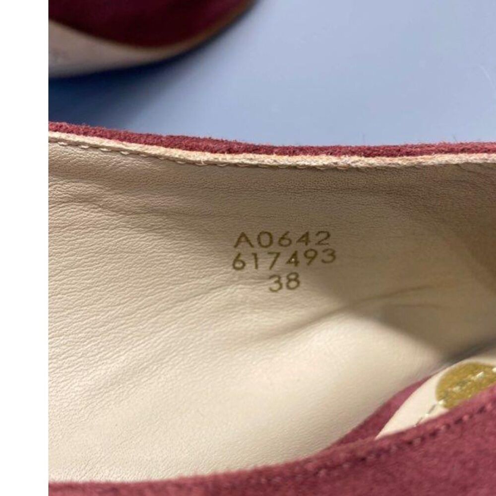 Boden Lena Burgundy Suede Pointed Toe Slingback Heels Block Heel Size 38 / 7.5 - Picture 7 of 8